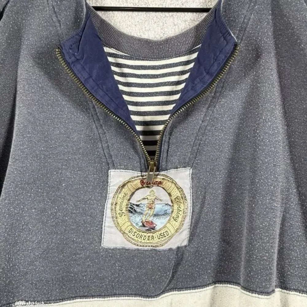 Vintage Genuine Outrage Colthing sweater 1/4‎ zip gray large surf